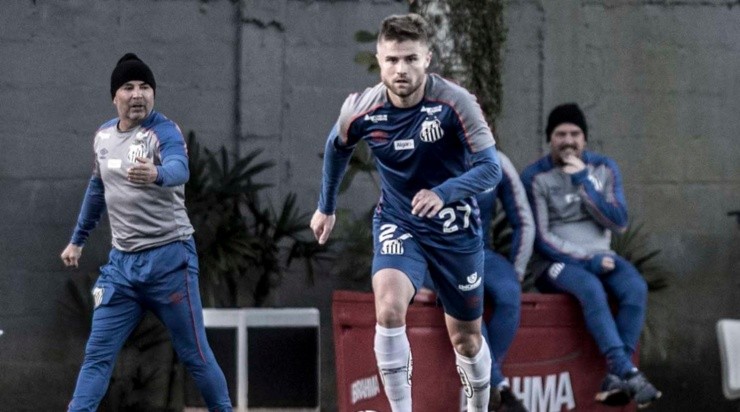 Sampaoli e Sasha: atacante é um pedido do técnico (Foto:Ivan Sartori/Santos/Divulgação)