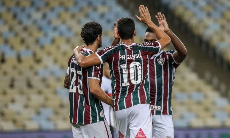 Jogadores do Fluminense festejam gol no Brasileirão. (Foto: Getty Images) Jogadores do Fluminense festejam gol no Brasileirão. (Foto: Getty Images)