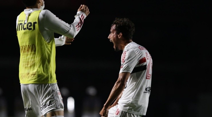 Gol marcado por Igor Gomes foi muito comemorado pelo atacante - Foto: Rubens Chiri/SPFC.