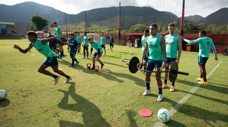 Elenco vem treinando para enfrentar o Bahia - Foto: Alexandre Vidal/Flamengo.