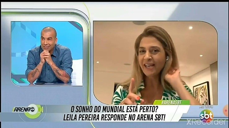 Leila Pereira cravou para Sheik que o Palmeiras é o primeiro campeão mundial. Foto: divulgação