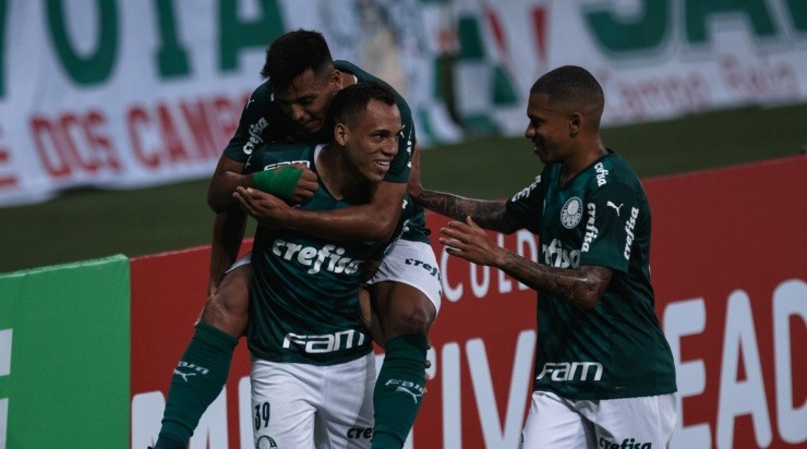 Jogadores do Palmeiras comemoram gol pelo Paulistão (Foto: Agif)