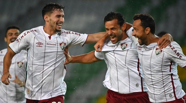 Jogadores do Fluminense comemoram gol pela Libertadores (Foto: Getty Images)