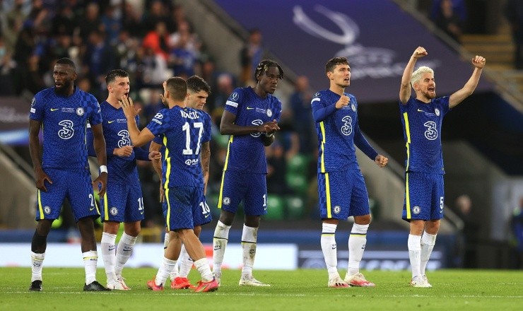 Comemoração de gol do Chelsea. Foto: Getty Images