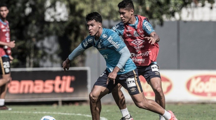 Marcos Leonardo e Balieiro: procurados pela direção para renovar (Foto: Ivan Storti/Santos FC/Divulgação)