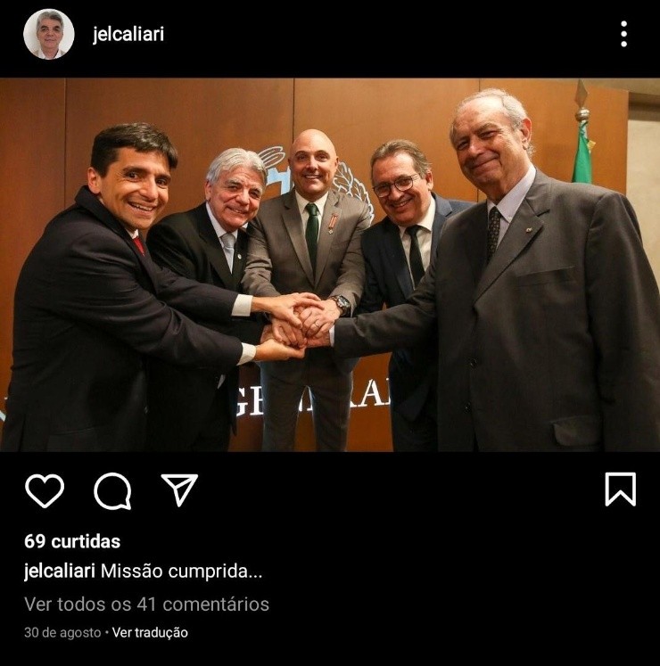 Publicação deJose Eduardo Luz Caliari revoltou a torcida do Palmeiras. Foto: Divulgação/ Instagram