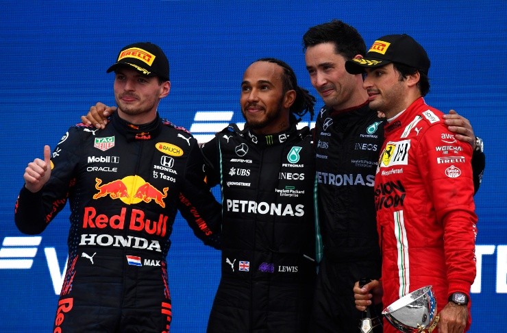 Pódio do GP da Rússia. (Foto: Getty Images)