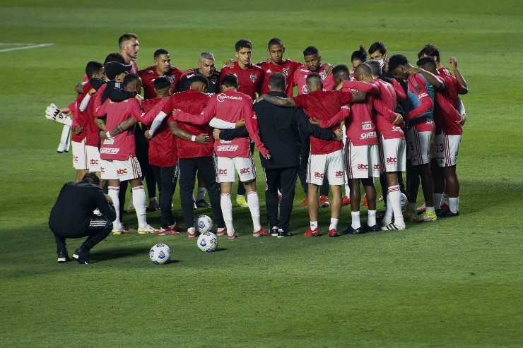 Jogadores do São Paulo, no Morumbi. (Foto: Getty Images)
