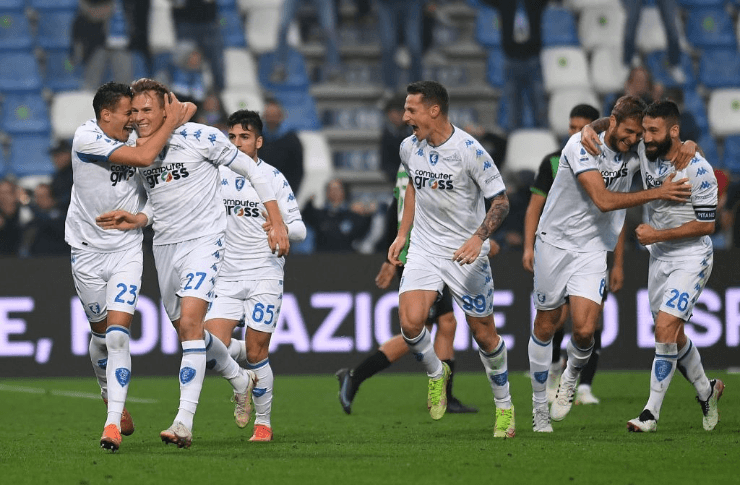 Jogadores do Empoli festejando gol. (Foto: Getty Images))