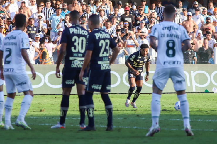 Santos perdeu para o Palmeiras e se complicou ainda mais no Brasileirão. (Foto: Fernanda Luz/AGIF)