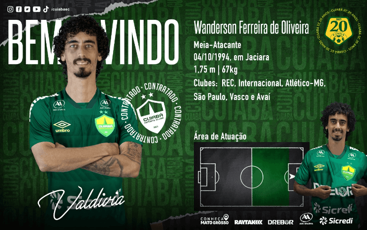 Valdivia é um dos reforços do Cuiabá para temporada (Foto: AssCom Dourado)