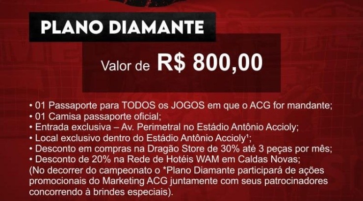 Reprodução: Site Dragão Goiano - Plano Diamante do Passaporte
