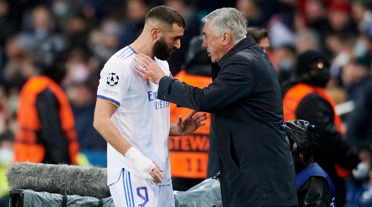 Foto: Jose Breton/Pics Action/NurPhoto via Getty Images/França - Benzema e Ancelotti: técnico destacou a boa fase do francês Foto: Jose Breton/Pics Action/NurPhoto via Getty Images/França - Benzema e Ancelotti: técnico destacou a boa fase do francês