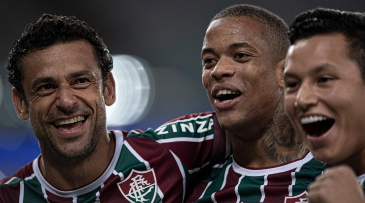 Jorge Rodrigues/AGIF - Marlon comemorando gol de Fred. 