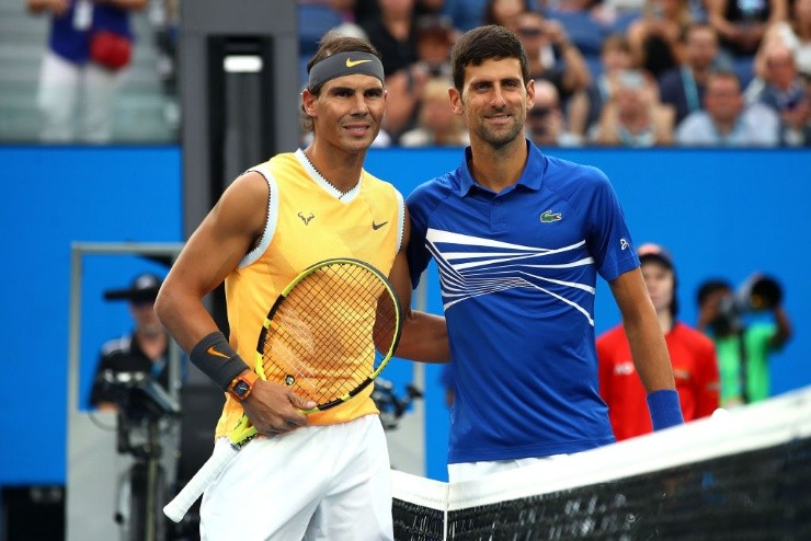 Julian Finney/Getty Images - Nadal e Djoko em quadra