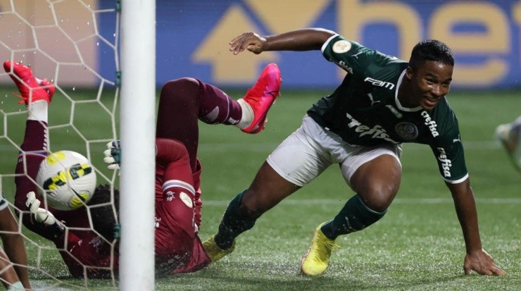 Foto: Cesar Greco/Palmeiras/Divulgação - Endrick: atacante marcou na goleada sobre o Fortaleza Foto: Cesar Greco/Palmeiras/Divulgação - Endrick: atacante marcou na goleada sobre o Fortaleza