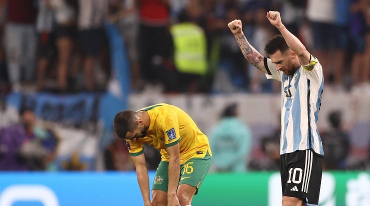 Foto: Robert Cianflone/Getty Images for Football Australia - Messi marcou seu primeiro gol em mata-mata de Copa nas oitavas.