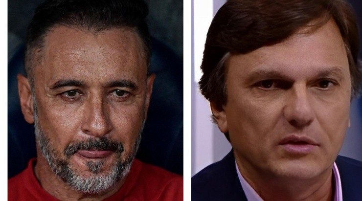 Foto VP: Thiago Ribeiro/AGIF - Foto Mauro: Reprodução/ESPN - Vítor Pereira e Mauro Cézar foram alvos de Andrés Sanchez