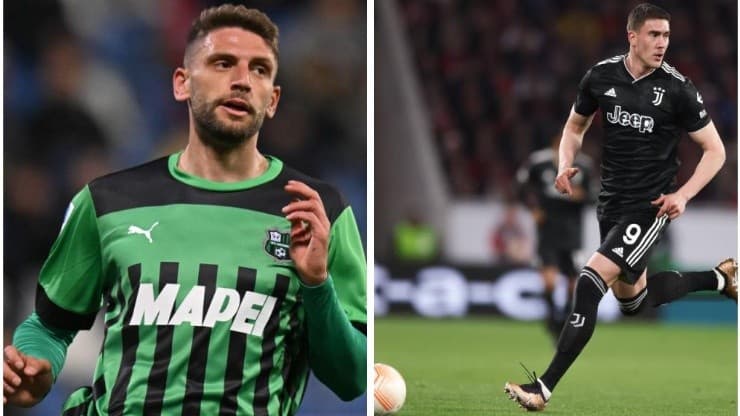 Foto 1: Berardi, camiseta número 10 del Sassuolo y delantero de la selección italiana - Por: Alessandro Sabattini/Getty Images;  Foto 2: Vlahovic, referente del ataque de la Juventus - Por: Christian Kaspar-Bartke/Getty Images