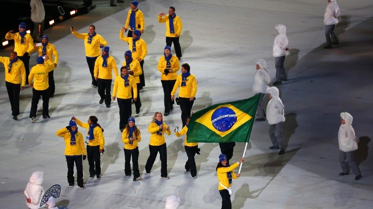 Delegação brasileira na cerimônia de abertura dos Jogos de Sochi, em 2014. (Foto: Getty Images)