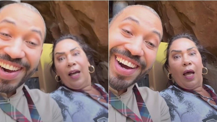 Gil do Vigor entretiene Internet mostrando un viaje en montaña rusa con su madre aterrorizada.  Imágenes: Reproducción/Instagram Oficial de Ex-BBB.