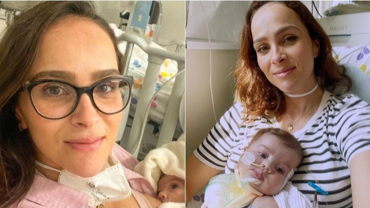 Letícia Cazarré reflete sobre saúde da filha internada: “Coração cheio de esperança”. Imagens: Reprodução/Instagram Letícia Cazarré.
