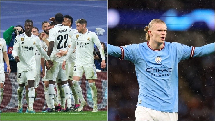 Fotos: Angel Martinez/Getty Images e Catherine Ivill/Getty Images - Real Madrid e Haaland se destacaram na rodada da Champions League
