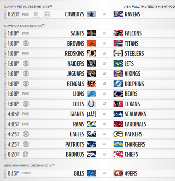 Calendário completo da temporada 2020/2021 da NFL