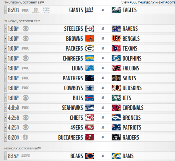 Calendário completo da temporada 2020/2021 da NFL
