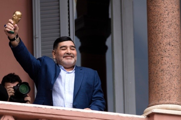 Diego Maradona em 2019, durante encontro com o presidente da Argentina. Foto: Getty Images
