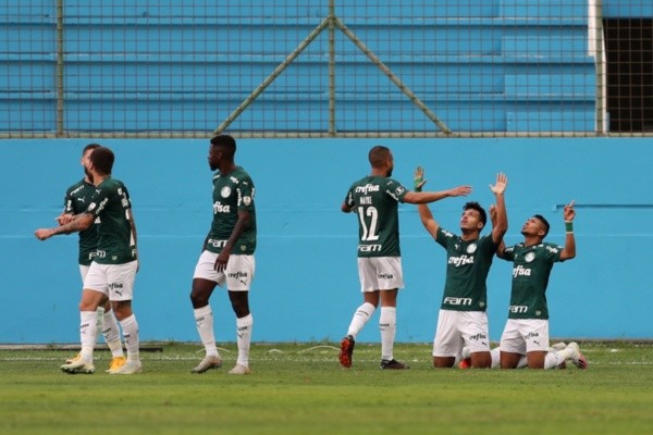 Comemoração de gol do Palmeiras. Foto: Getty Images
