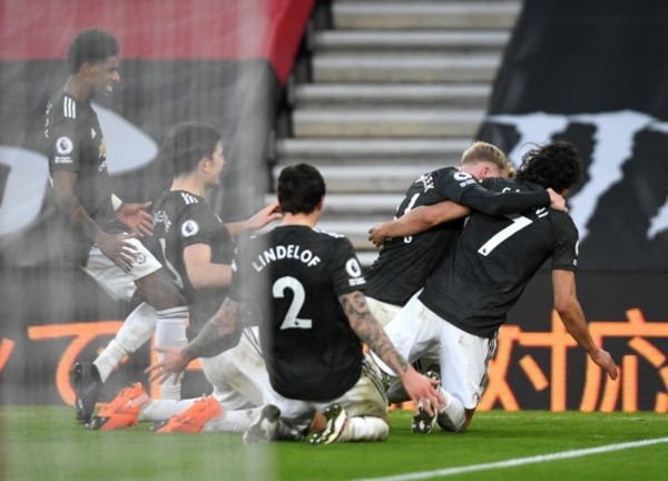Comemoração de gol do Manchester United. Foto: Getty Images