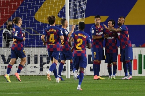 Jogadores do Barcelona comemoram gol. Foto: Getty Images