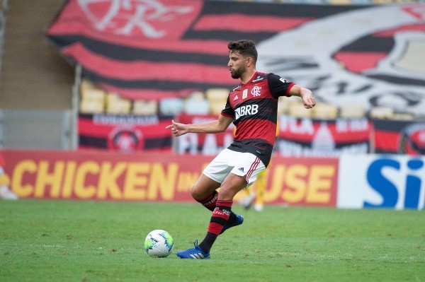 Pepê em ação contra o Santos — Foto: Alexandre Vidal / Flamengo