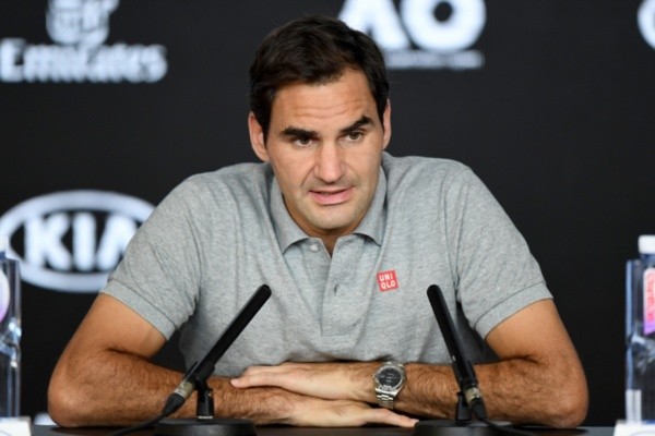Federer em coletiva de imprensa. Foto: Getty Images
