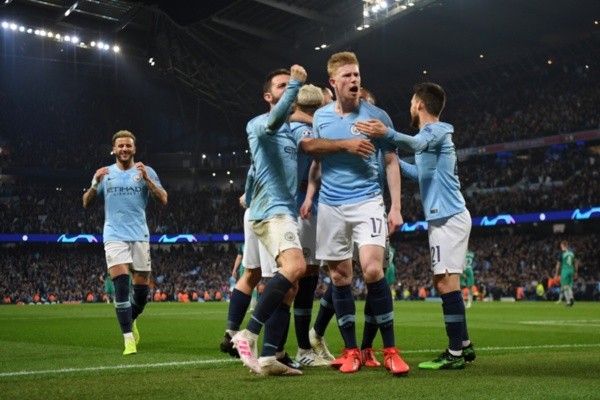Comemoração de gol do Manchester City. Foto: Getty Images