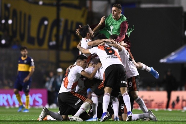 Jogadores do River Plate durante comemoração. Foto: Getty Images