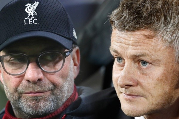 Jurgen Klopp e Ole Gunnar Solskjaer, técnicos do Liverpool e do Manchester United, respectivamente. Foto: Getty Images