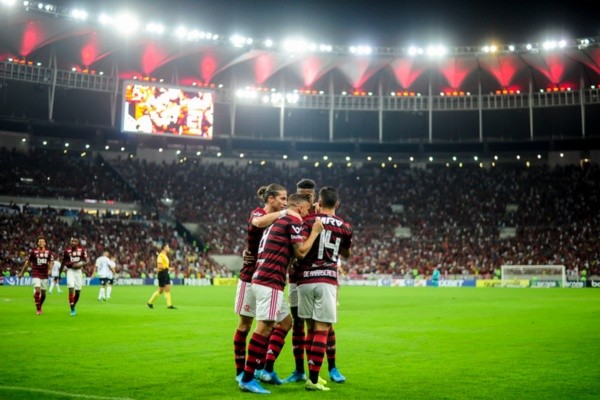 Comemoração de jogadores do Flamengo. Foto: Getty Images