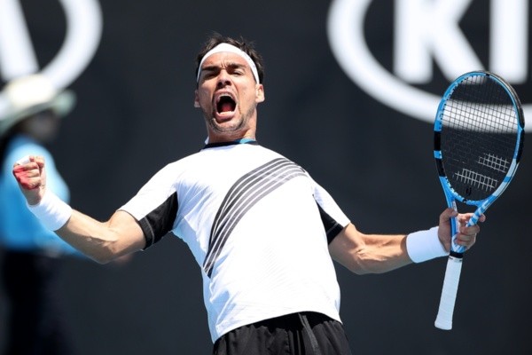 Fognini vibra muito após vitória no Australian Open. Foto: Getty Images