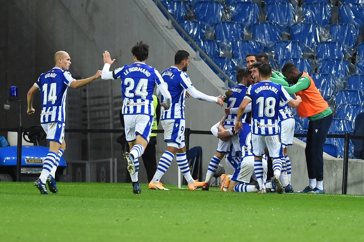 Comemoração de gol da Real Sociedad. Foto: Getty Images
