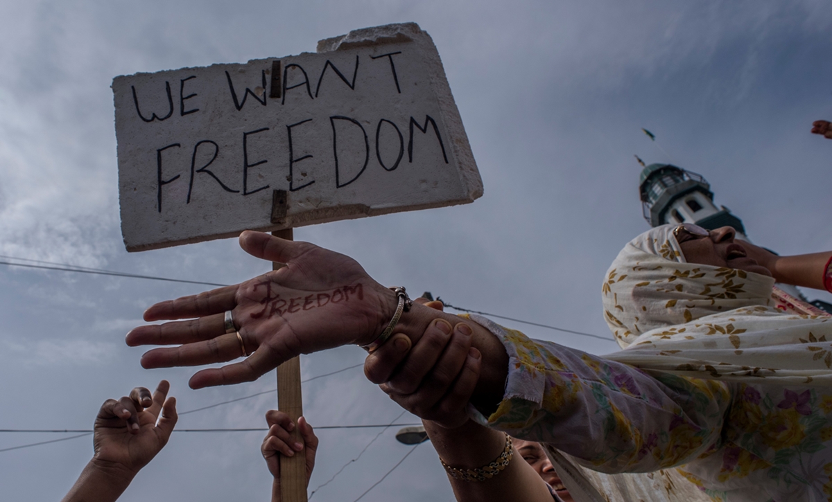 'Nós queremos liberdade' - Protesto de mulheres na Índia. Foto: Getty Images