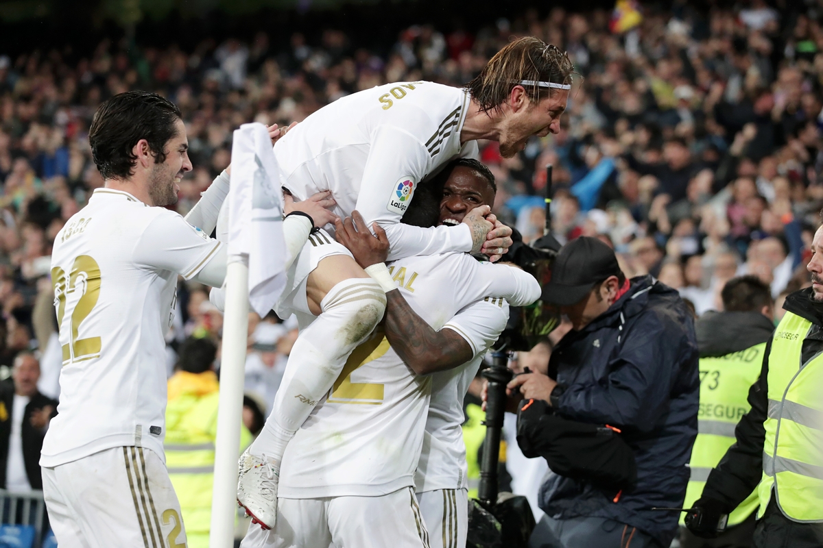 Jogadores do Real Madrid celebram gol. Foto: Getty Images