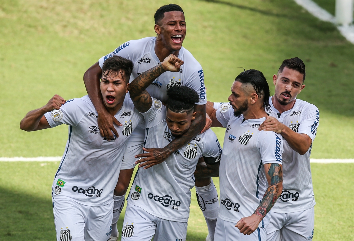Comemoração de gol do Santos. Foto: Getty Images