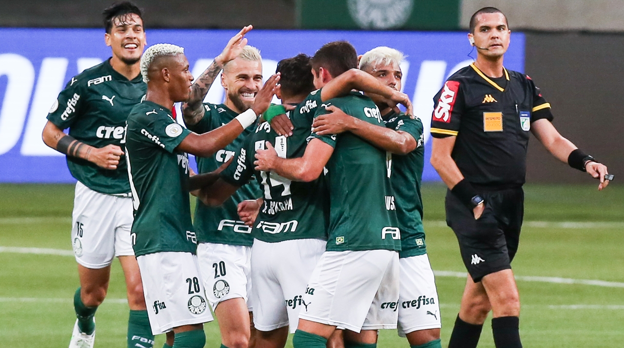 Comemoração de gol do Palmeiras. Foto: Getty Images