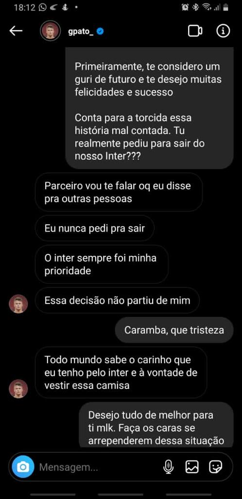 Print da conversa viralizou no Whatsapp - Foto: Reprodução/Instagram.