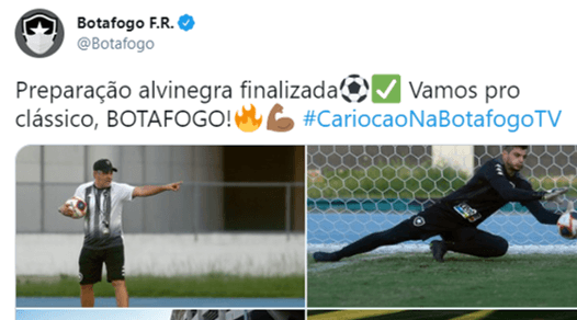 Botafogo se prepara para o clássico pelo Campeonato Carioca (Foto: Reprodução/Twitter)