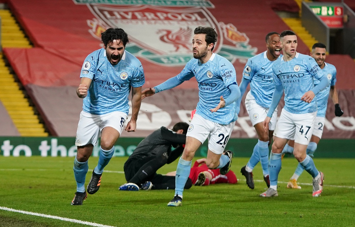 Comemoração de gol do Manchester City. Foto: Getty Images 