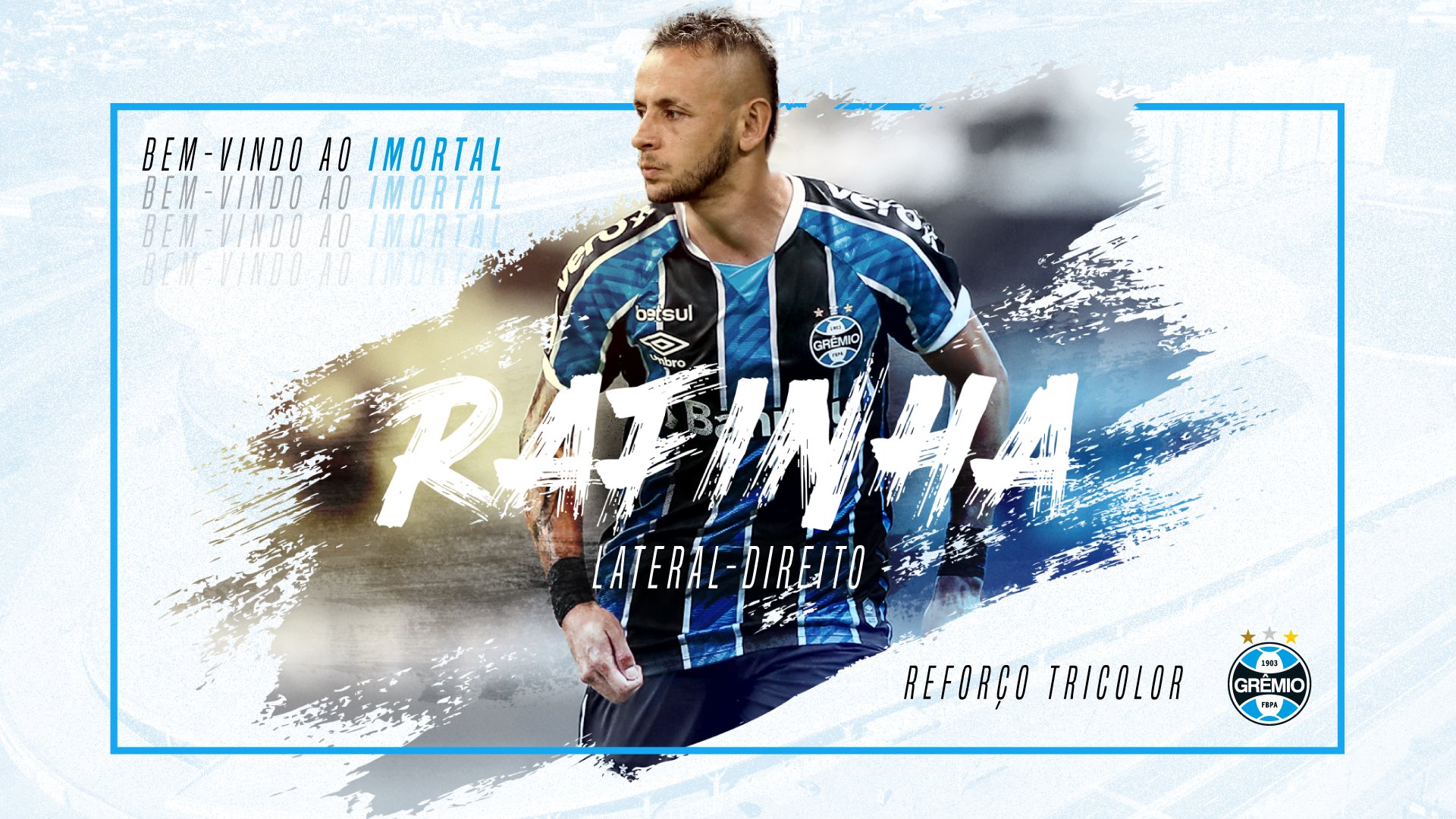 Rafinha anunciado pelo Grêmio. (Foto: Reprodução Twitter Grêmio)