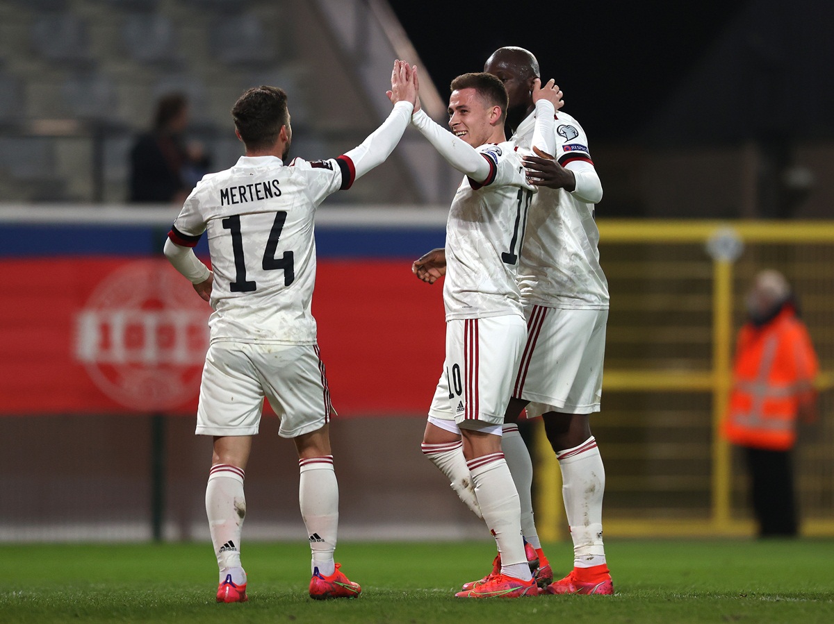 Comemoração de gol da Bélgica. Foto: Getty Images